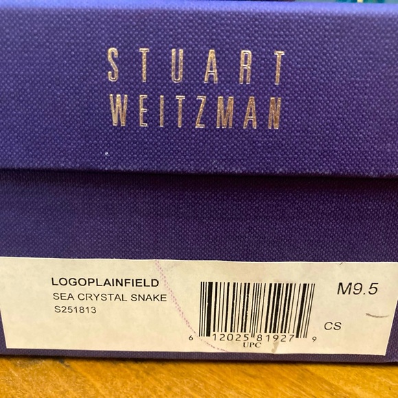 Stuart Weitzman Logo Plainfield Navy Snake Embossed size 9.5 - Picture 2 of 4